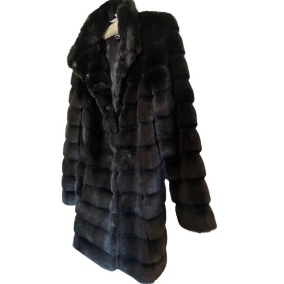 Karl Lagerfeld Paris Black Faux Fur Coat SM - Picture 4 of 10